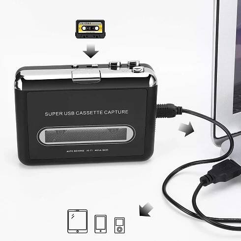 Discman kazetový přehrávač MAGNETOFON walkman USB MP3 převodník přenosný EAN (GTIN) 5906400052838