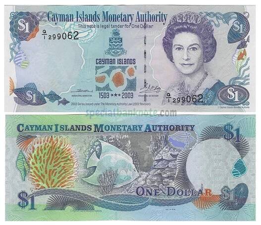 Cayman Islands 1 Dollar 500th Anniversary of Discovery Commemorative Banknote, P30, 2003, UNC, Elizabeth II (1952-2022)
