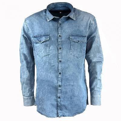 LAID BACK košile pánská 3928 jeans riflová 4XL jeans