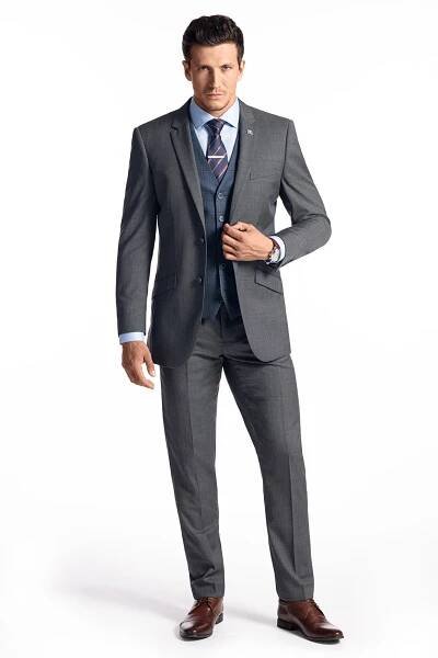 Pánský oblek TAILORED FIT CHRISTELLO, šedý | BandiVamos.cz 