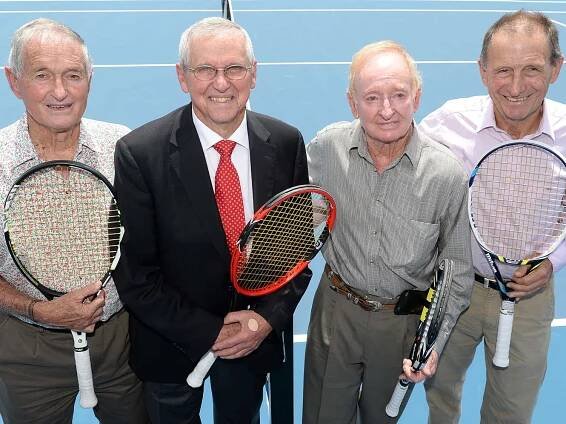 Legendary athletes preparing for a game at the Roy Emerson Tennis Center Wallpaper