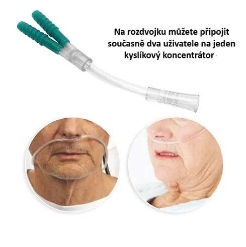 Rozdvojka kyslíku / pro kyslíkové koncentrátory - oxygenoterapii / rozbočka - pro dva uživatele inhalace současně