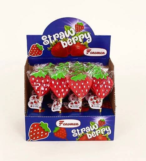 Lízátko FENOMEN STRAWBERRY - JAHODA 36 g - ovocné lízátko (balení 24 ks) - VÝPRODEJ !!! DMT: 122023 - SUPER CENA!!!