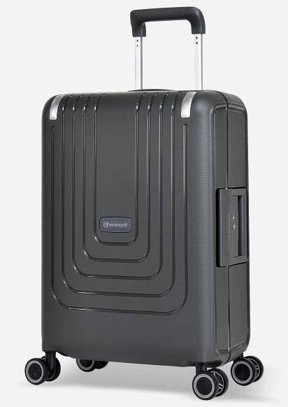 Eminent Vertica Cabin Size Polypropylene Suitcase Grey Front Side