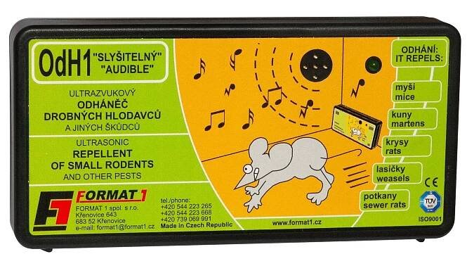 Format1 OdH1/s + napájecí adaptér, Slyšitelný odháněč na myši, plašič kun pro dům a chatu, 100 m2