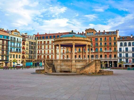 The Plaza del Castillo square in Pamplona Spain