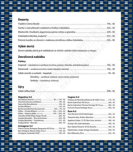 Dezertní lístek – Café Imperial