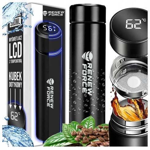 TERMOHRNEK TERMOS LED 500 ml NA KÁVU ČAJ DOTYKOVÝ DO AUTA PRO