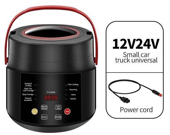 Elektrický mini vařič rýže MultiCooker Přenosný vařič rýže do auta 12V 24V Vařič pro osobní a nákladní automobily English Menu
