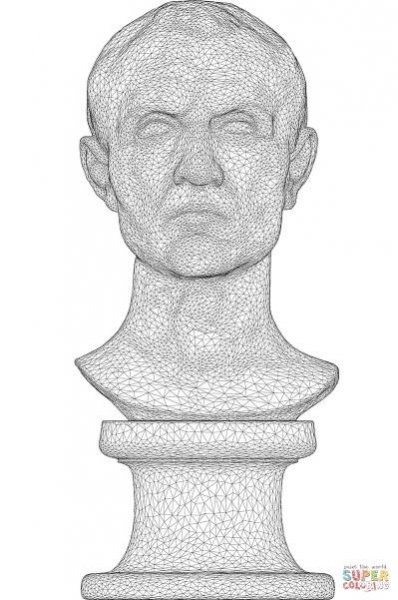 3D drátěný model busty Julia caesara omalovánka | Omalovánky k Vytisknutí Zdarma