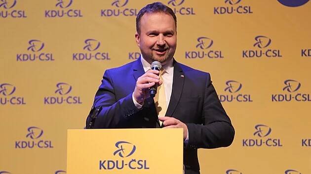 Předseda KDU-ČSL Marian Jurečka na volebním sjezdu v Ostravě