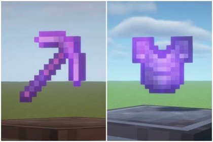 After an item is enchanted, they get a purple glint around the in Minecraft (Image via Mojang)