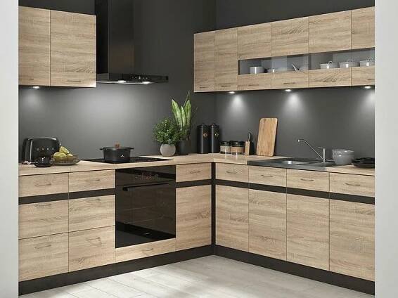 Rohová kuchyně BRW Junona Line 240 + 200 cm (wenge + dub sonoma)