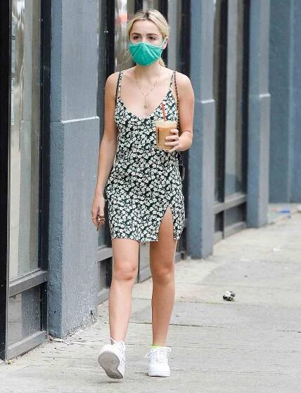 EXCLUSIVE: Kiernan Shipka Heads Out For a Morning Iced Coffee in New York City.