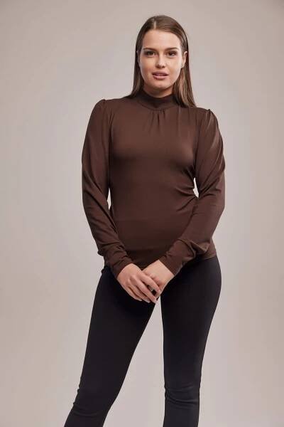 Dámské tričko se stojáčkem Noe hnědá - Sophia Bohemia