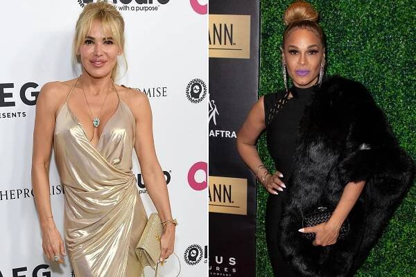 A split image of Diana Jenkins and Sheree Zampino on red carpets.