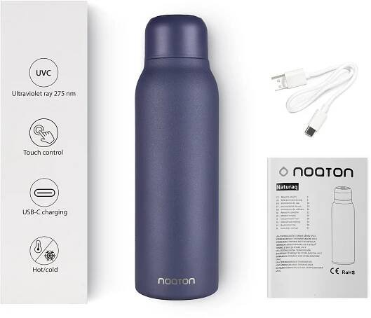 Noaton Naturaq modrá, antibakteriální UV láhev na vodu 600 ml
