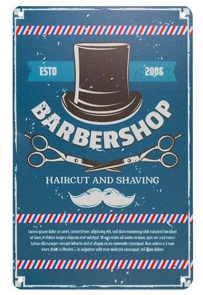 Plechová retro cedule Barbershop B031