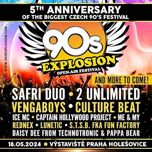 90s Explosion open-air festival Praha 2024<br>Největší 90s festival v ČR - 5. výročí