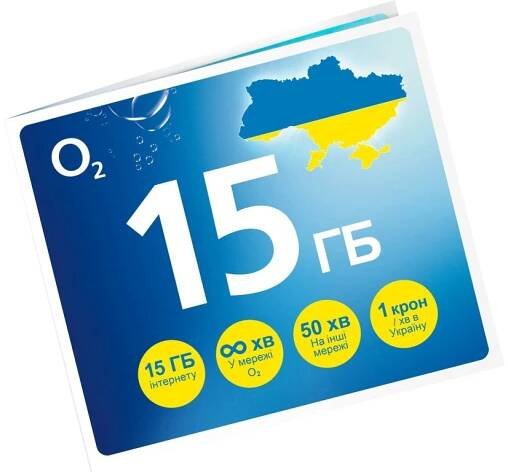 O2 Předplacená SIM karta GO UKRAJINA s kreditem 50 Kč a 15 GB - www.GELIS.cz