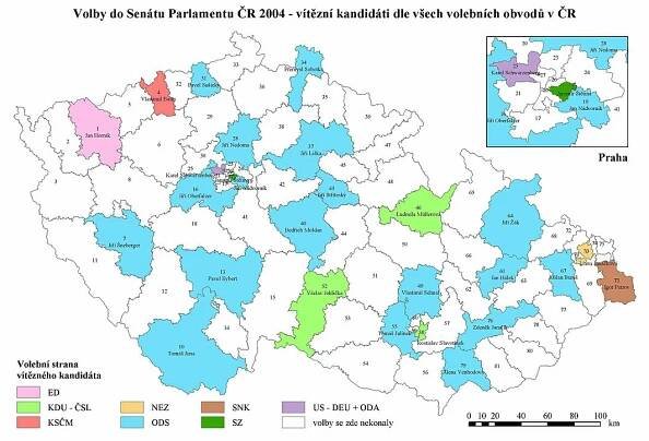 Volby do Senátu Parlamentu České republiky - volební obvody č. 43 Pardubice a č. 46 Ústí nad Orlicí - 2004 | Produkty