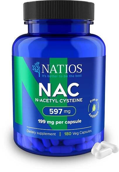 NATIOS N-Acetyl Cysteine, NAC, 199 mg, 180 veganských kapslí
