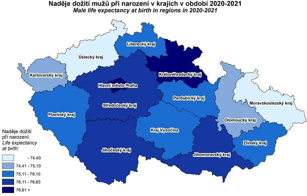 Úmrtnostní tabulky za ČR, regiony soudržnosti a kraje - 2020–2021 | Produkty