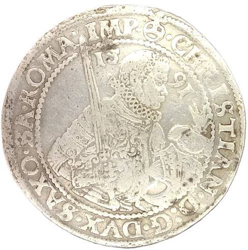 Stříbrná mince Kristián I. Saský 1586-1591 - Tolar, 28,58 gramů, průměr 40 mm kod:3120