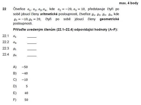 Didaktický test z matematiky - ilustrační 2011 - zadání úlohy 22