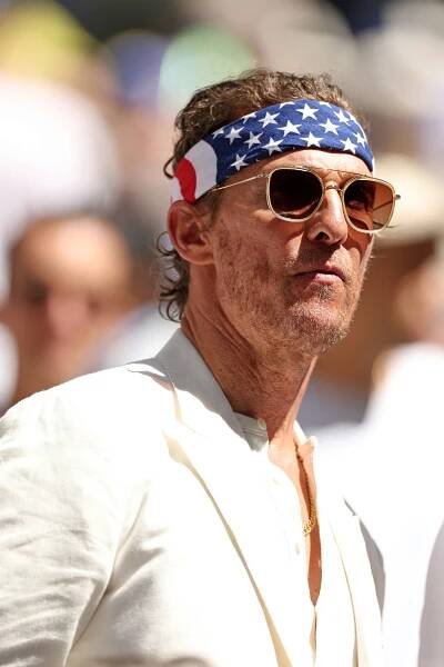  Actor Matthew McConaughey attends the Men's Singles Final match between Taylor Fritz of the United States and Jannik Sinner of Italy on Day Fourteen of the 2024 