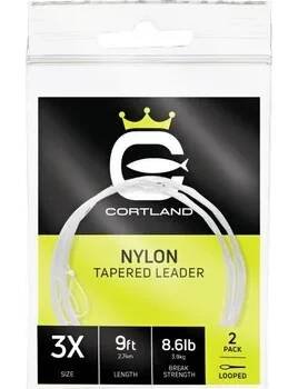Nylonový muškařský návazec Cortland Nylon Tapered Leaders ujímaný 2,75 m, 0,23 mm - 0,55 mm; 4,6 kg