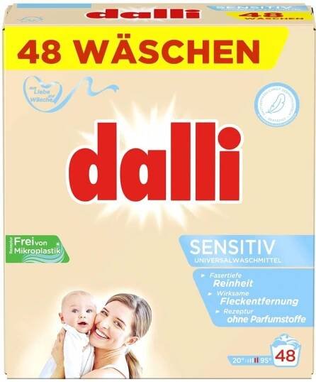 Prací prášek Dalli prací prášek 48 dávek Sensitiv 3,12 kg (Dovoz: Německo)