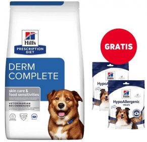 HILL'S Prescription Diet Canine Derm Complete 12 kg + pamlsky 2x220g ZDARMA