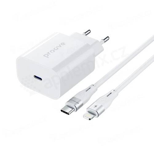2v1 nabíjecí sada 20W pro Apple zařízení - EU adaptér a kabel USB-C / Lightning - bílá