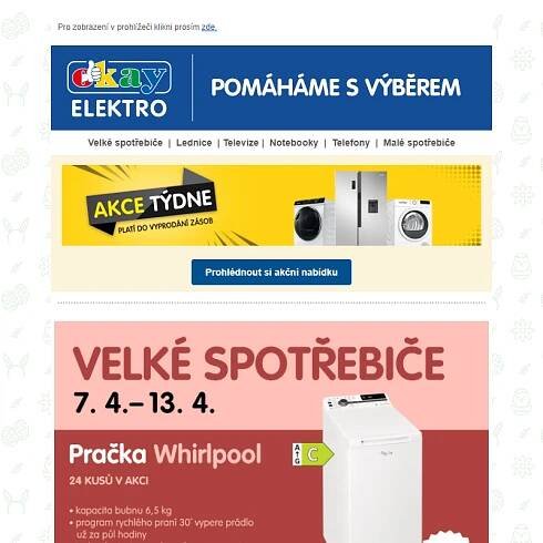 Pračka Whirlpool za 7 999 Kč na tebe už v pátek čeká v OKAY
