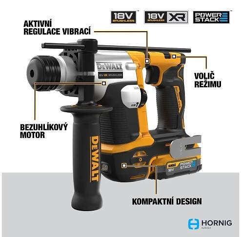 DeWalt DCH172E2T aku vrtací kladivo SDS+, 18V/2*1,7Ah, 1,4J, POWERSTACK, TSTAK