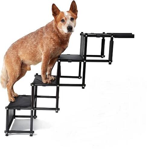 Skládací schůdky pro psa do auta PiuPet, nosnost 80kg, černá