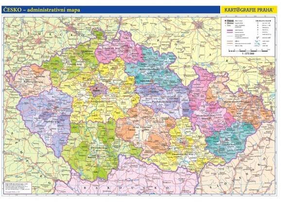 13720 Česká republika - školní nástěnná administrativní mapa - Školní brašnička.cz