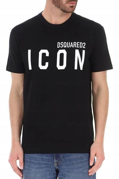 DSQUARED2 značkové pánské tričko ICON BLACK ORIGINÁLNÍ -45% vel XXXL Postava regular