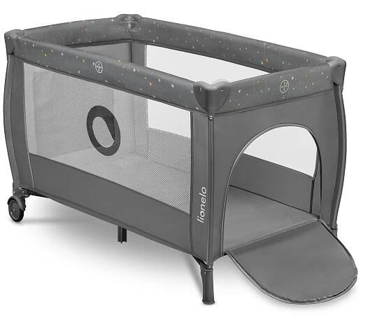 Lionelo - Cestovní postýlka STEFI PLUS Grey Multicolor