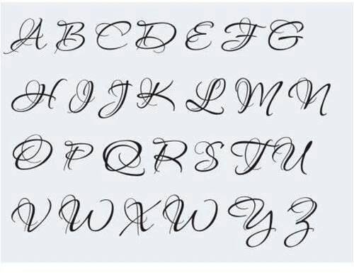 the upper and lower case of an english alphabet, with cursive writing on it