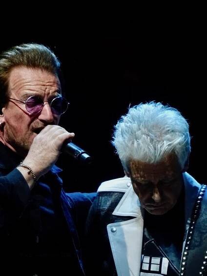 Bono and Adam Clayton close up U2 eiTour Las Vegas May 11 2018
