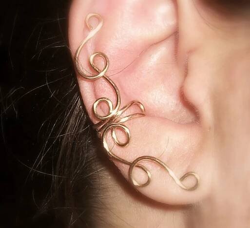 Gold wire ear cuff