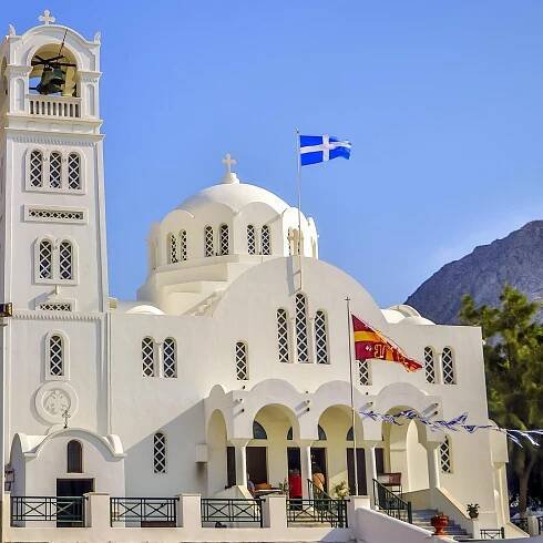 Santorini: Výlet na pobřeží k obchvatu lanovkou s transferem lodí | GetYourGuide