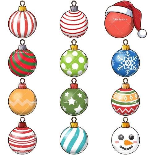 Christmas ball ornaments. PNG - JPG and vector EPS file formats (infinitely scalable). Images isolated on transparent background.