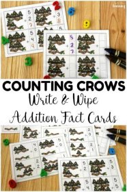 These counting crows addition fact cards are so fun for helping students practice addition fluency! Use them with dry erase crayons at math centers!