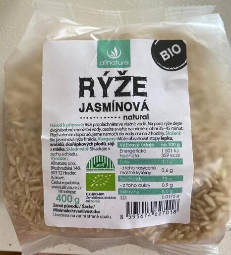 BIO Rýže jasmínová Allnature