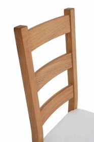 Dubová olejovaná židle Ladder Back bílá koženka