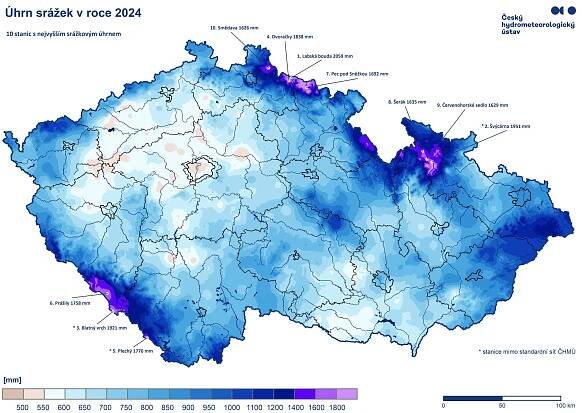 Srážky na Šumavě v roce 2024