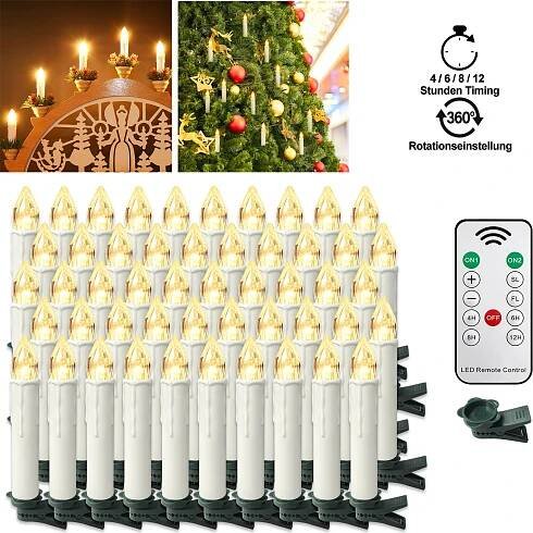 LZQ 60ks teplé bílé vánoční LED svíčky bezdrátové vánoční osvětlení bez plamene